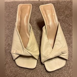 RAYE Cream Leather Mules